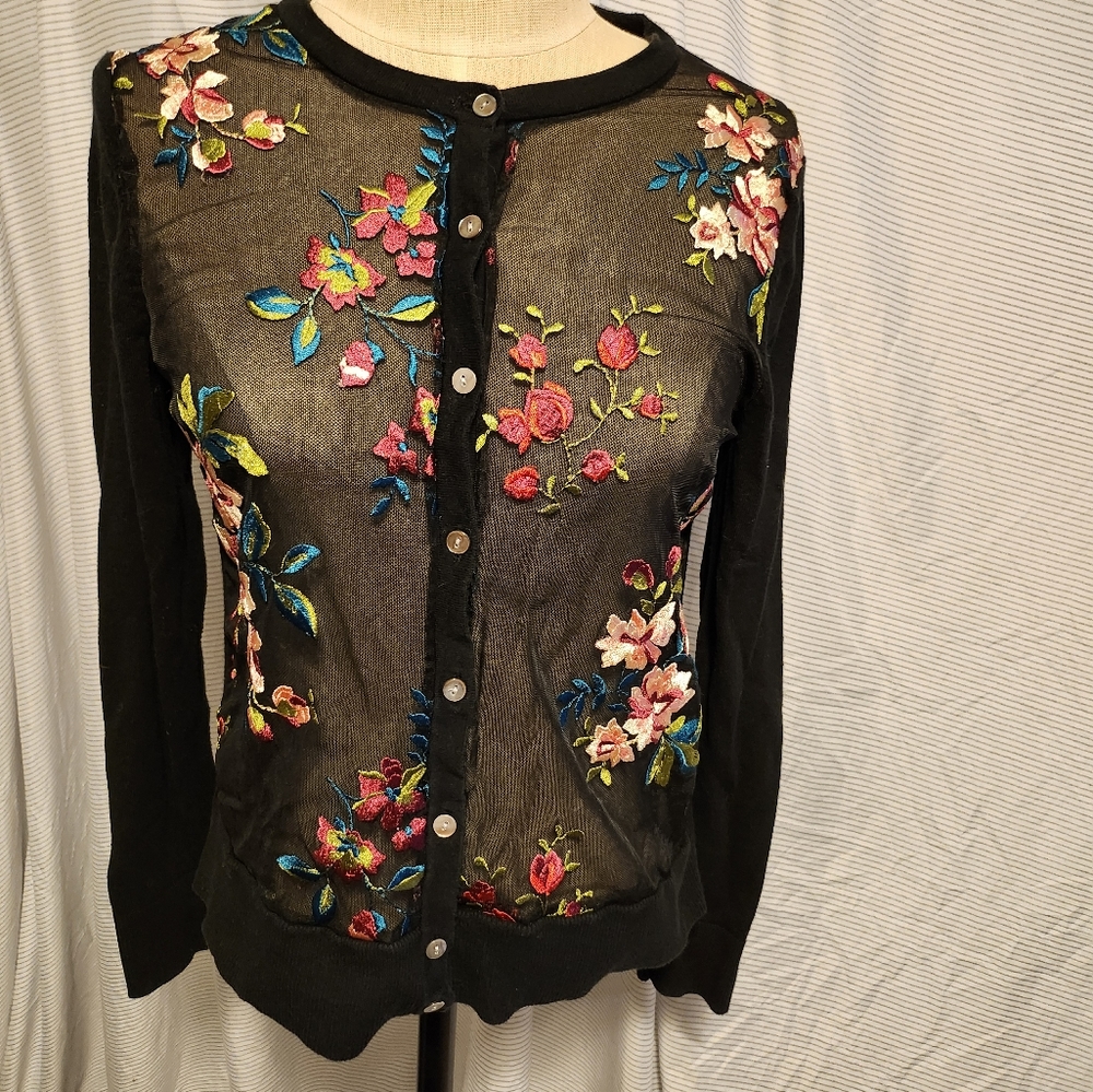 A.new.day, embroidered cardigan, sz s